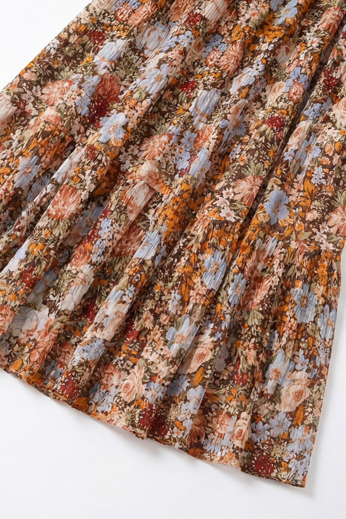 Geoflora Vintage Floral Print Pleated Midi Skirt