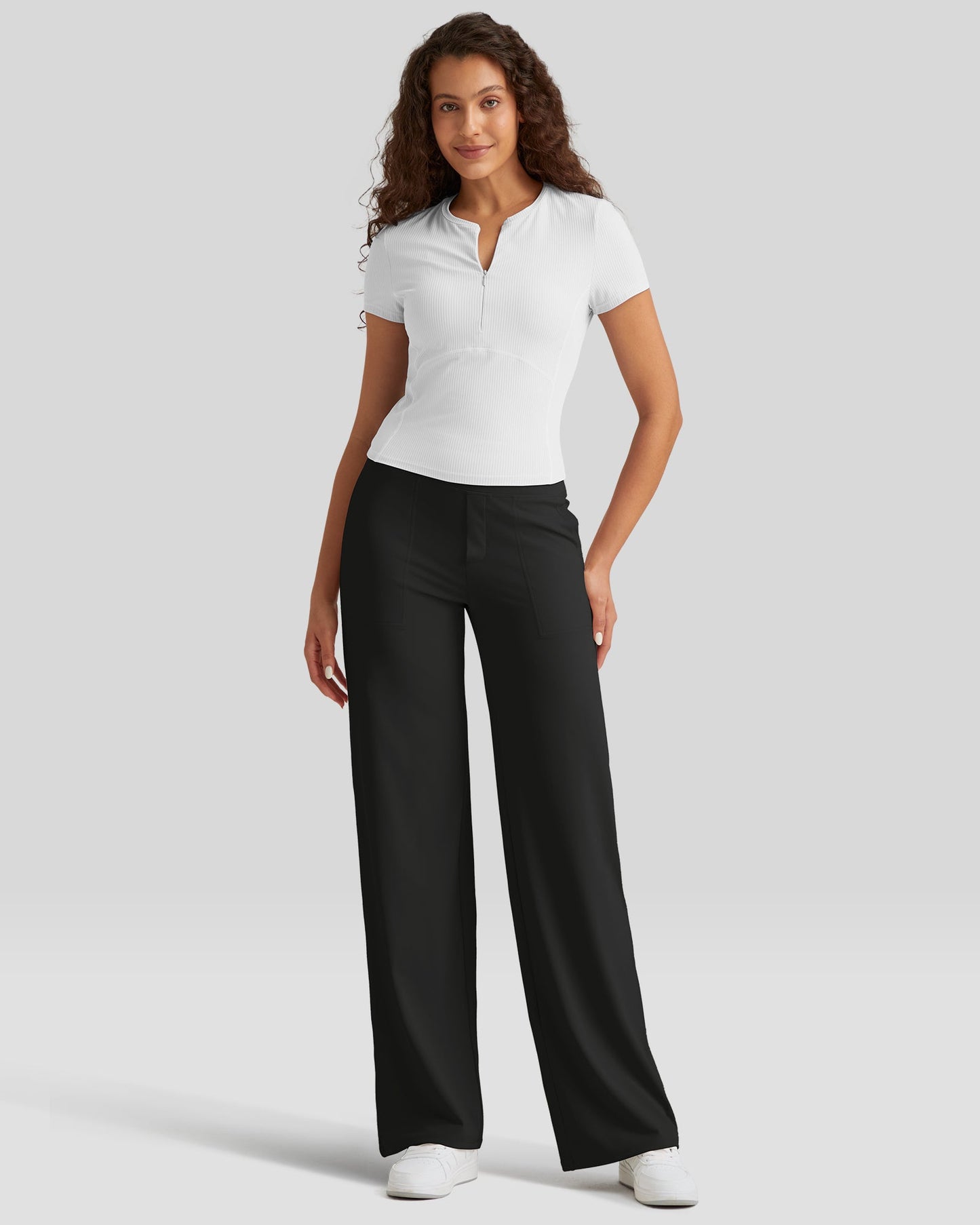 G4free Loose High-Waist Business Casual Pants #Black