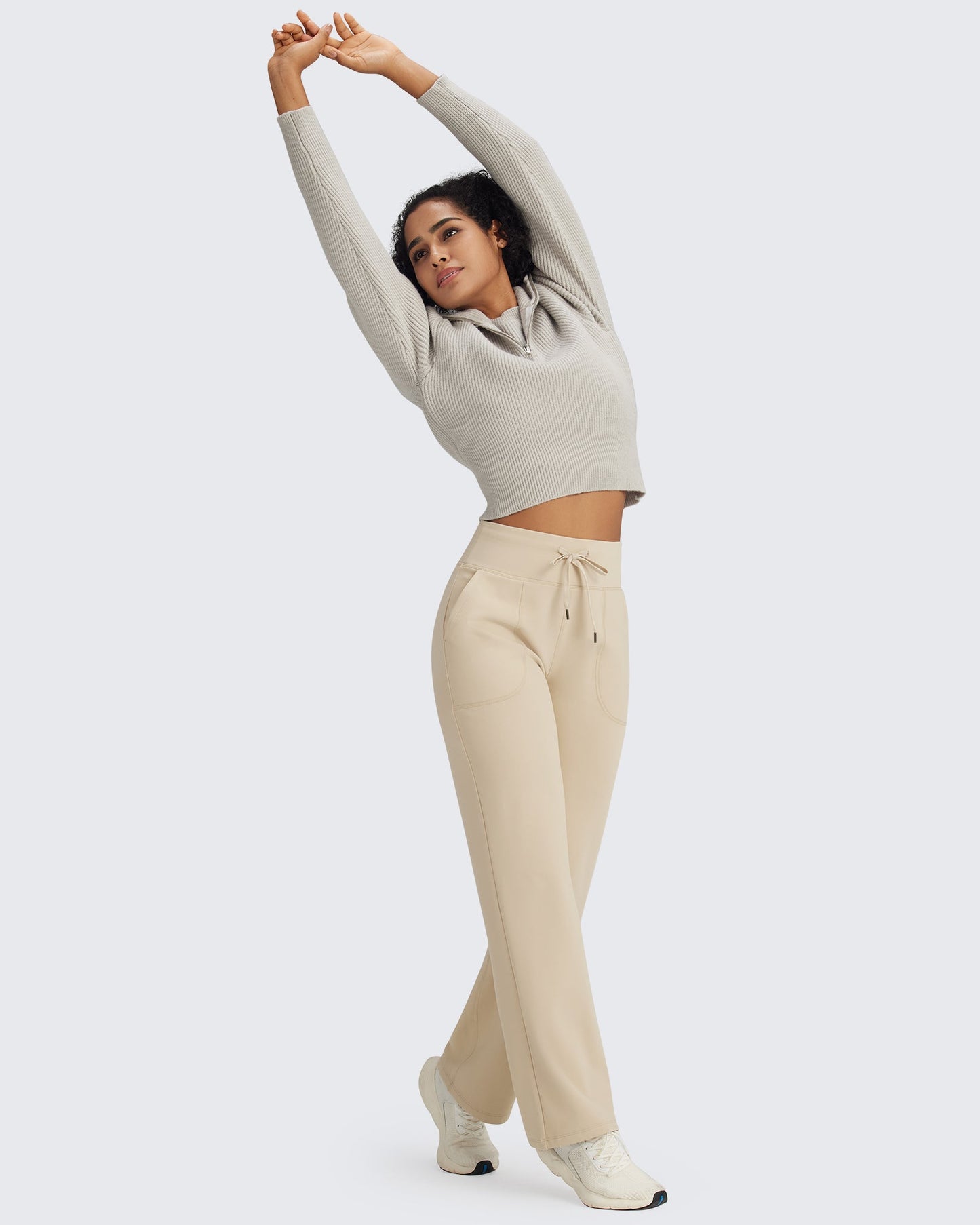Fleece Lined High-Waist Drawstring Pants