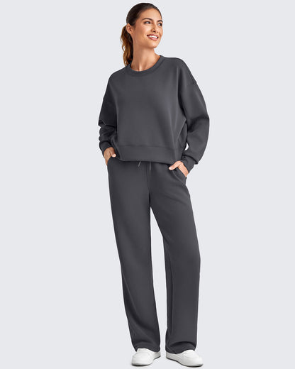 Smoofit Wide Leg Elastic Drawstring Sweatpants