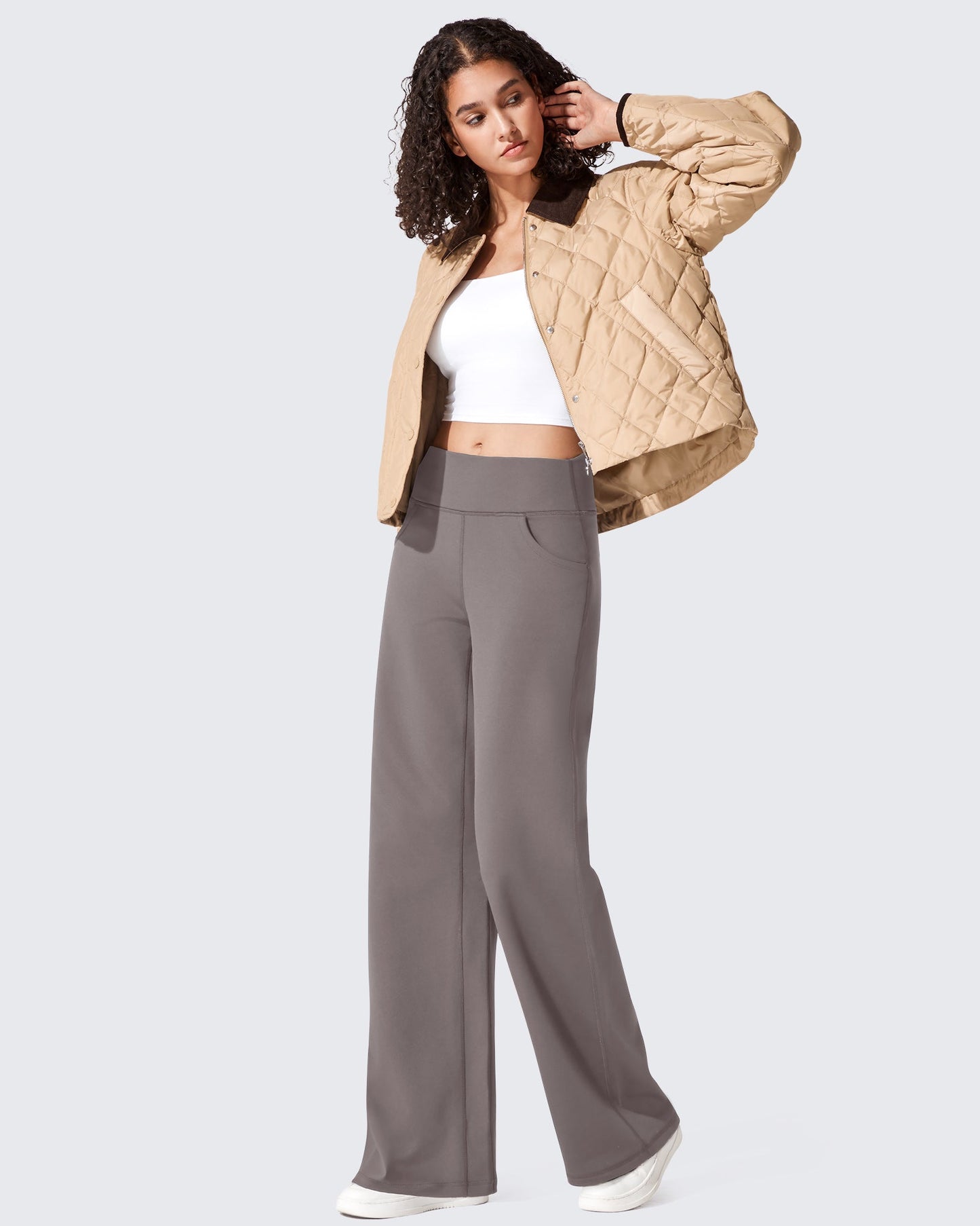 Fleece Lined High-Waist Loose Sweatpants
