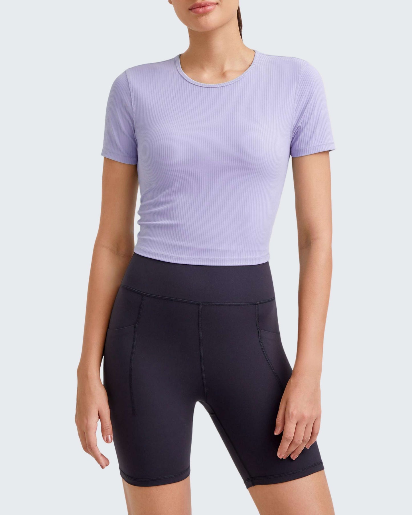 G4Free Activewear Ribbed Slim Workout Crop Short Sleeve #Khaki / S-Khaki / M-Khaki / L-Khaki / XL-Khaki / XS-Purple / S-Purple / M-Purple / L-Purple / XL-Purple / XS