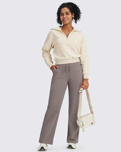 Fleece Lined High-Waist Drawstring Pants