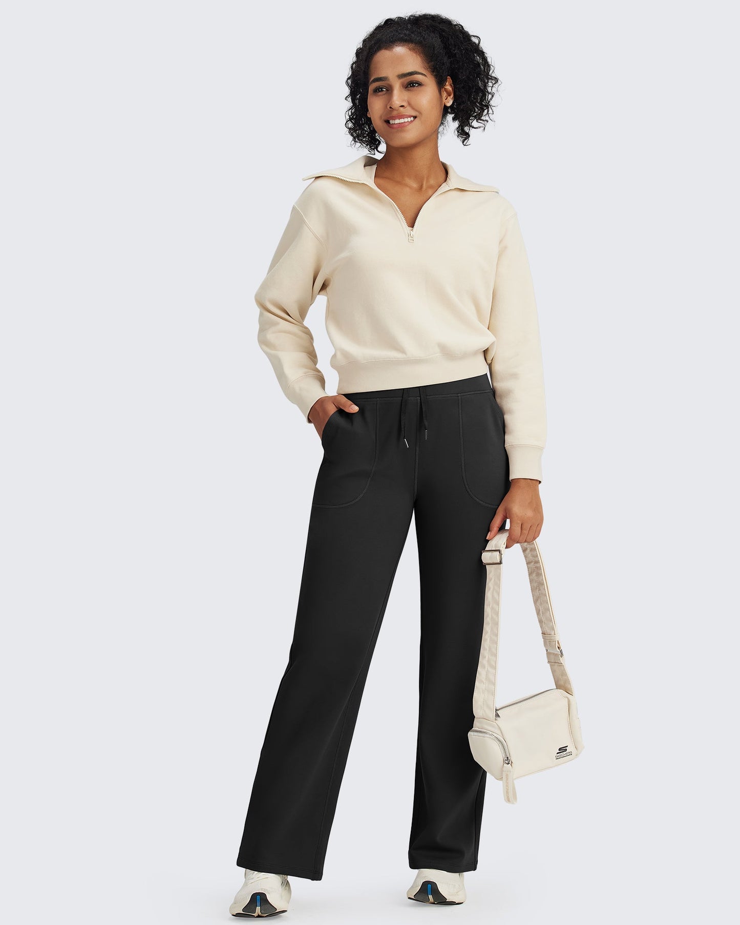 Fleece Lined High-Waist Drawstring Pants