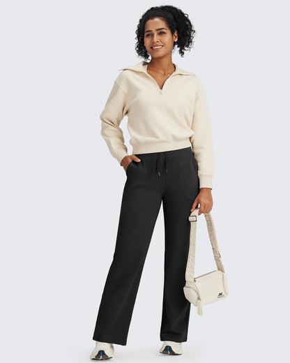 Fleece Lined High-Waist Drawstring Pants
