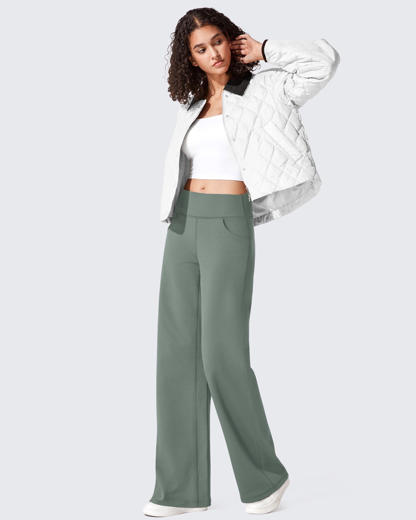 Fleece Lined High-Waist Loose Sweatpants