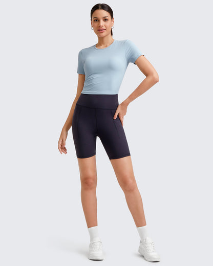 G4Free Activewear Ribbed Slim Workout Crop Short Sleeve #Khaki / S-Khaki / M-Khaki / L-Khaki / XL-Khaki / XS-Purple / S-Purple / M-Purple / L-Purple / XL-Purple / XS