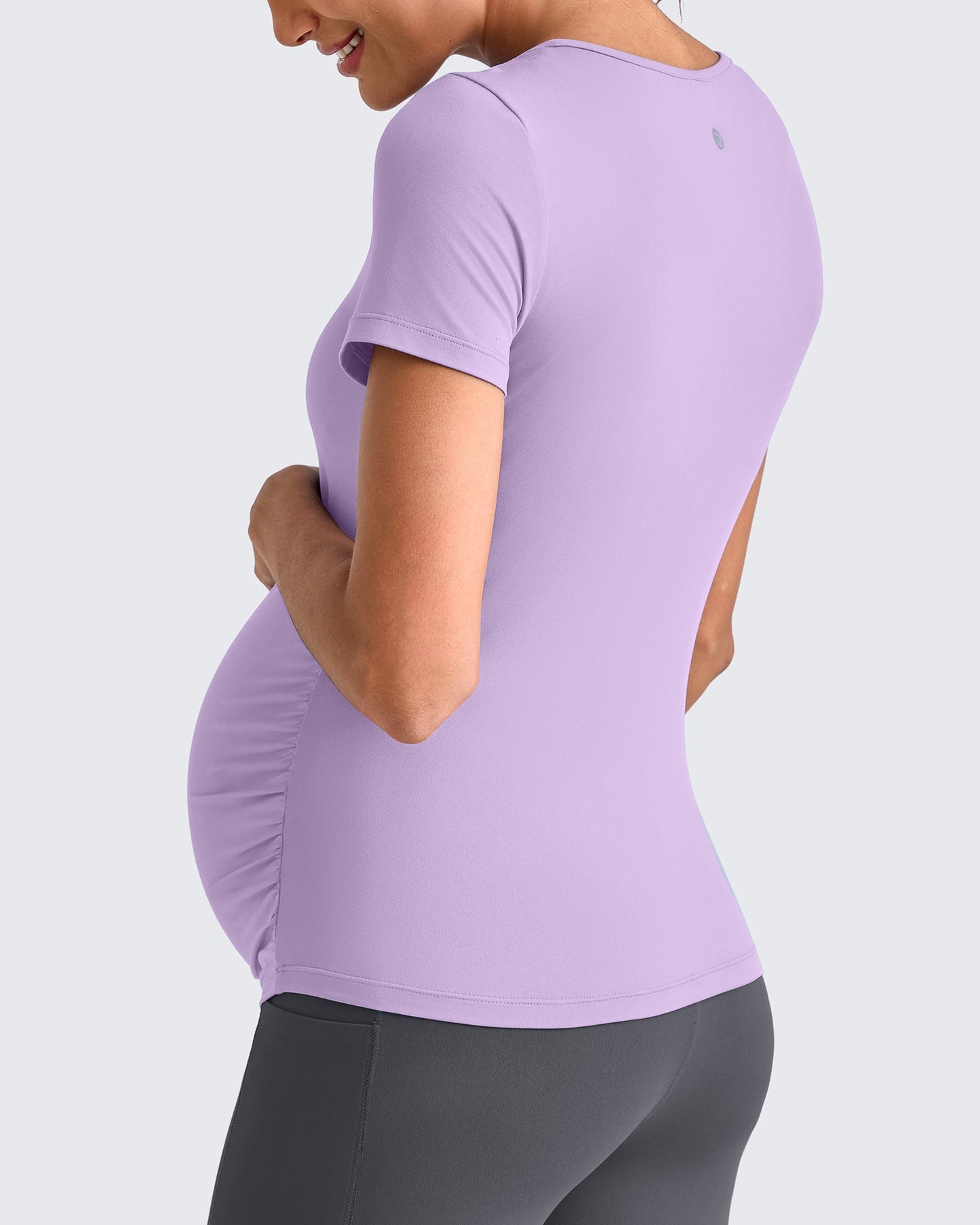 Lightweight V Neck Side Ruched Maternity Short Sleeve