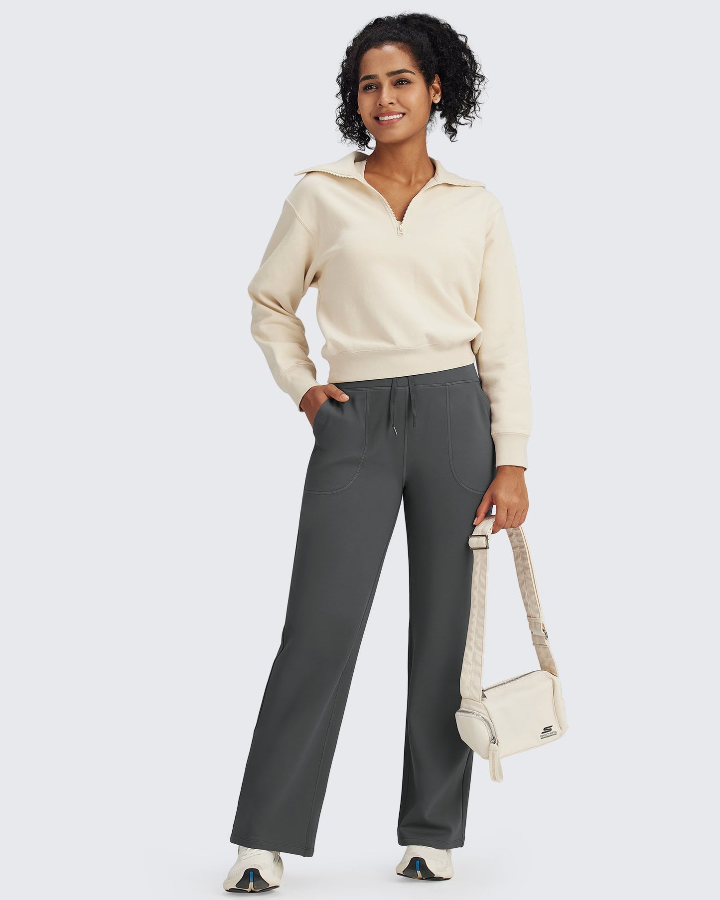Fleece Lined High-Waist Drawstring Pants