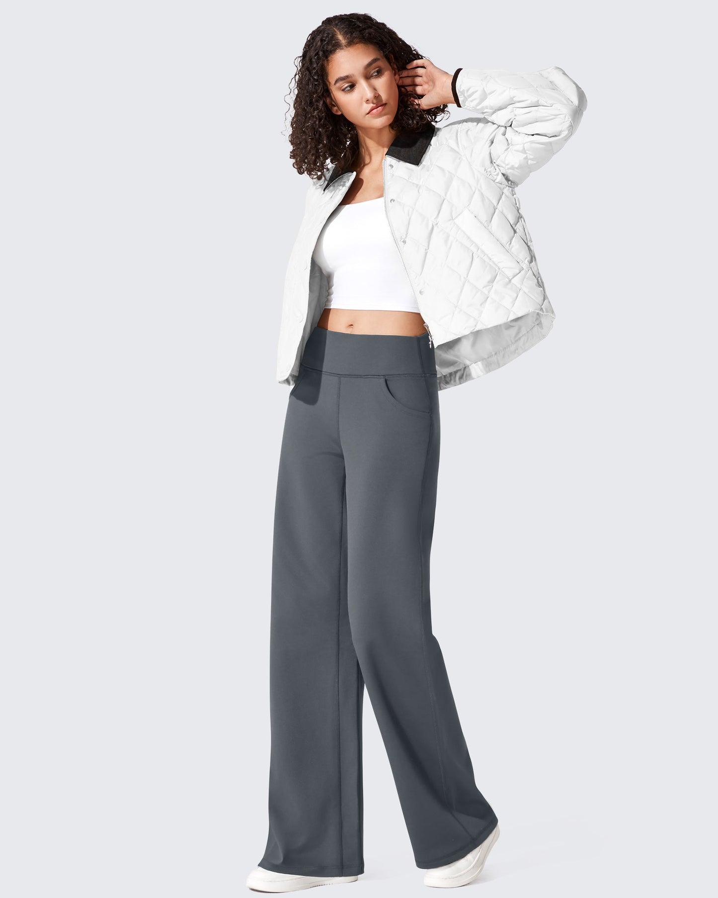 Fleece Lined High-Waist Loose Sweatpants