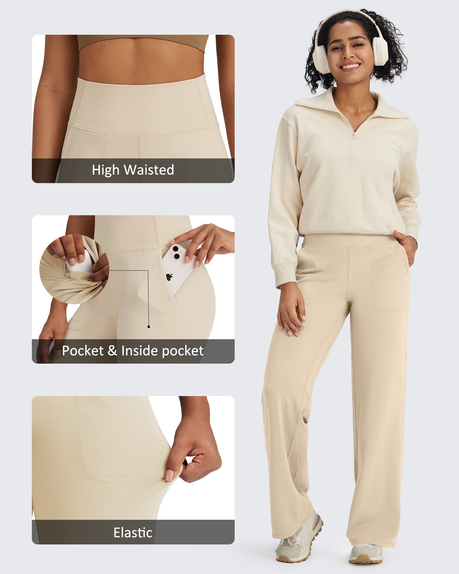 G4Free Activewear BareFeel Seamless High-Waist Dressy Pants 29 #Taupe / S-Taupe / M-Taupe / L-Taupe / XL-Taupe / XXL-Black / S-Black / M-Black / L-Black / XL-Black / XXL