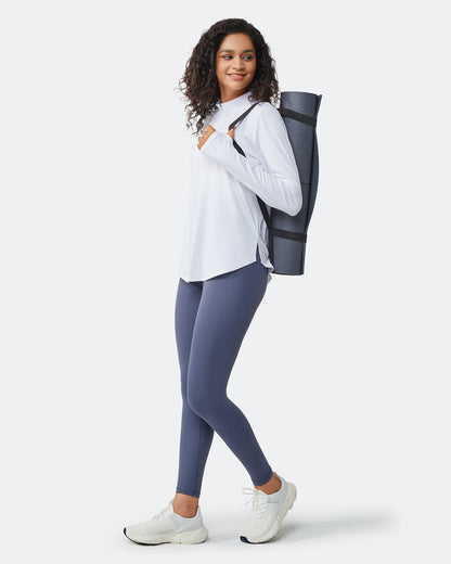 Quick Dry High Neck Sun Half Zip Workout Tops