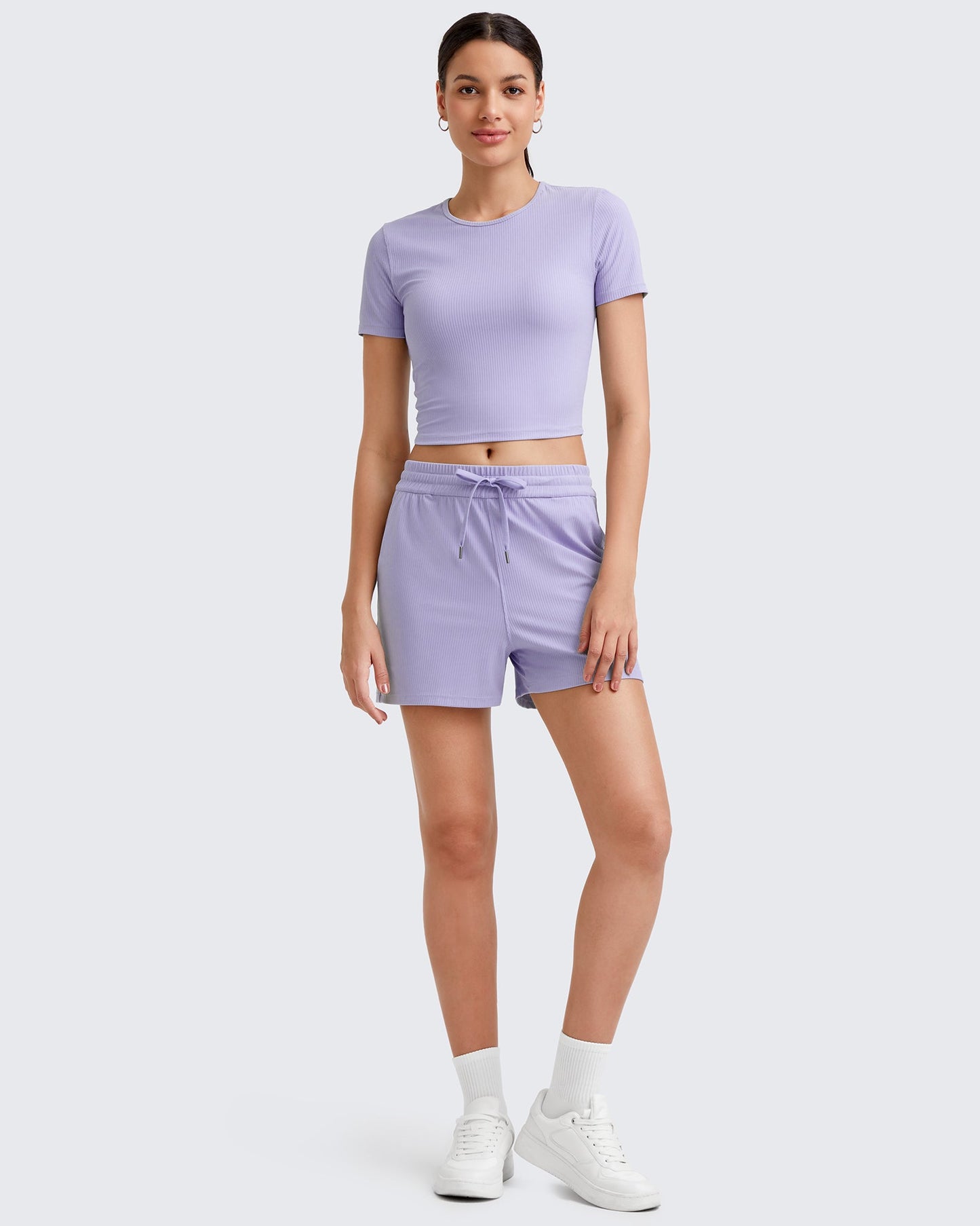 G4Free Activewear Ribbed Slim Workout Crop Short Sleeve #Khaki / S-Khaki / M-Khaki / L-Khaki / XL-Khaki / XS-Purple / S-Purple / M-Purple / L-Purple / XL-Purple / XS