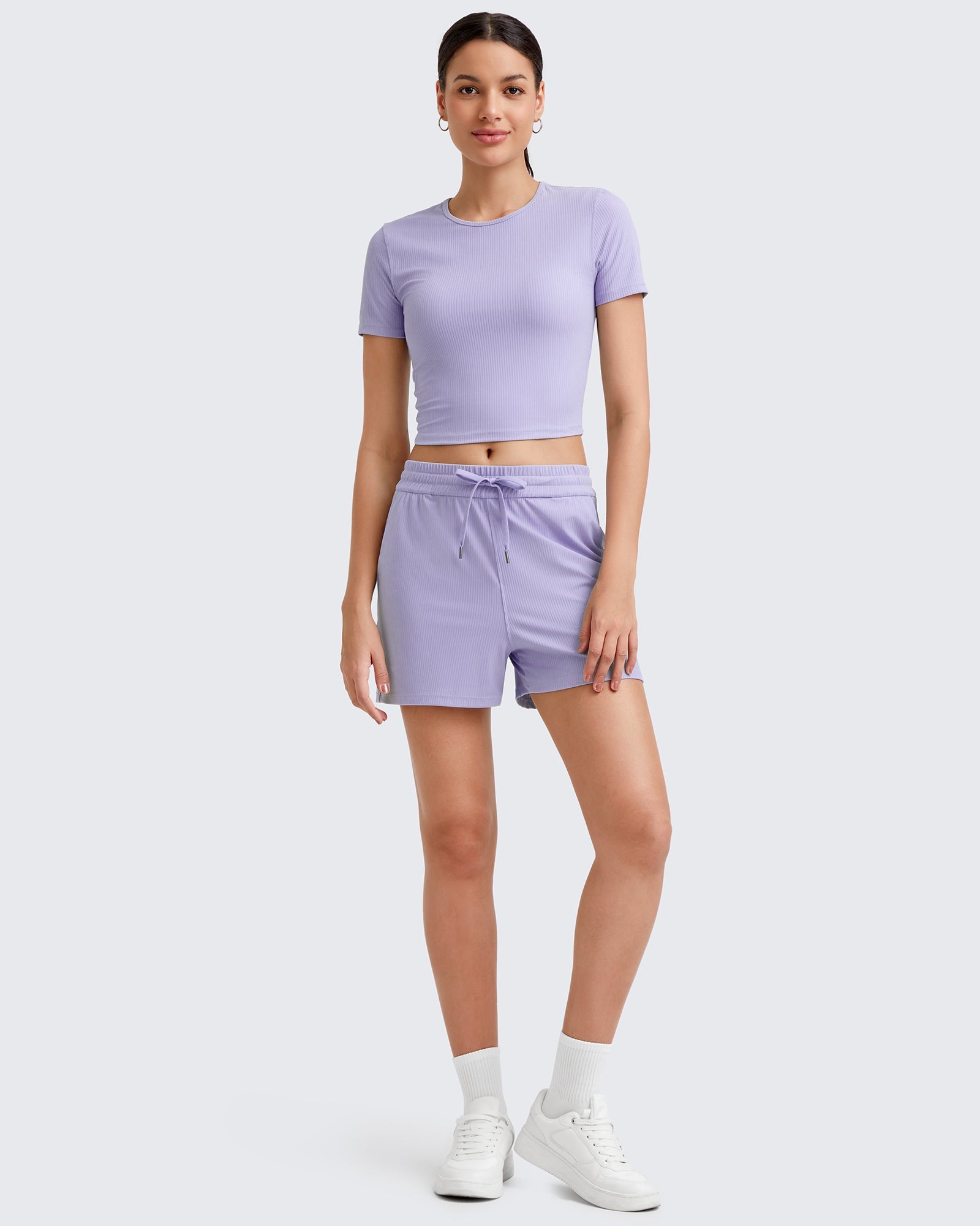 G4Free Activewear Ribbed Slim Workout Crop Short Sleeve #Khaki / S-Khaki / M-Khaki / L-Khaki / XL-Khaki / XS-Purple / S-Purple / M-Purple / L-Purple / XL-Purple / XS