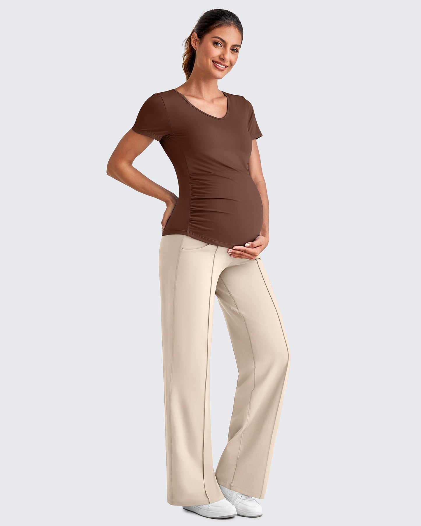 G4Free Activewear Wide Leg Pockets Front Pleats Maternity #Black / S / 28 Inseam-Black / S / 30 Inseam-Black / S / 32 Inseam-Black / M / 28 Inseam-Black / M / 30 Inseam-Black / M / 32 Inseam-Black / L / 28 Inseam-Black / L / 30 Inseam-Black / L / 32 Inseam-Black / XL / 28 Inseam