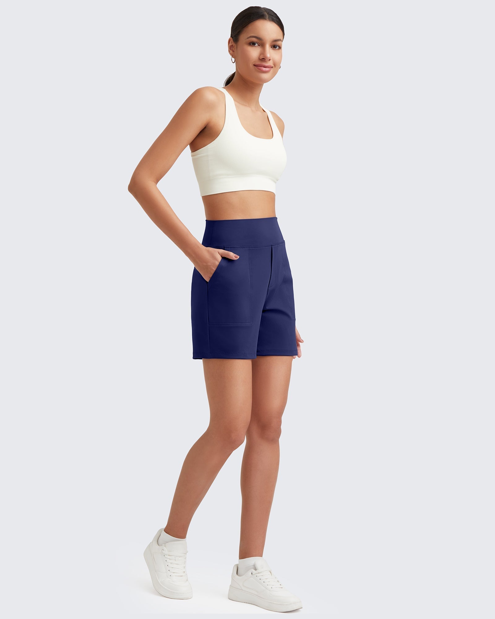 G4Free Activewear High-Waist Burmuda Athletic Shorts 5'' #Black / XS-Black / S-Black / M-Black / L-Black / XL-Black / XXL-Royal Blue / XS-Royal Blue / S-Royal Blue / M-Royal Blue / L