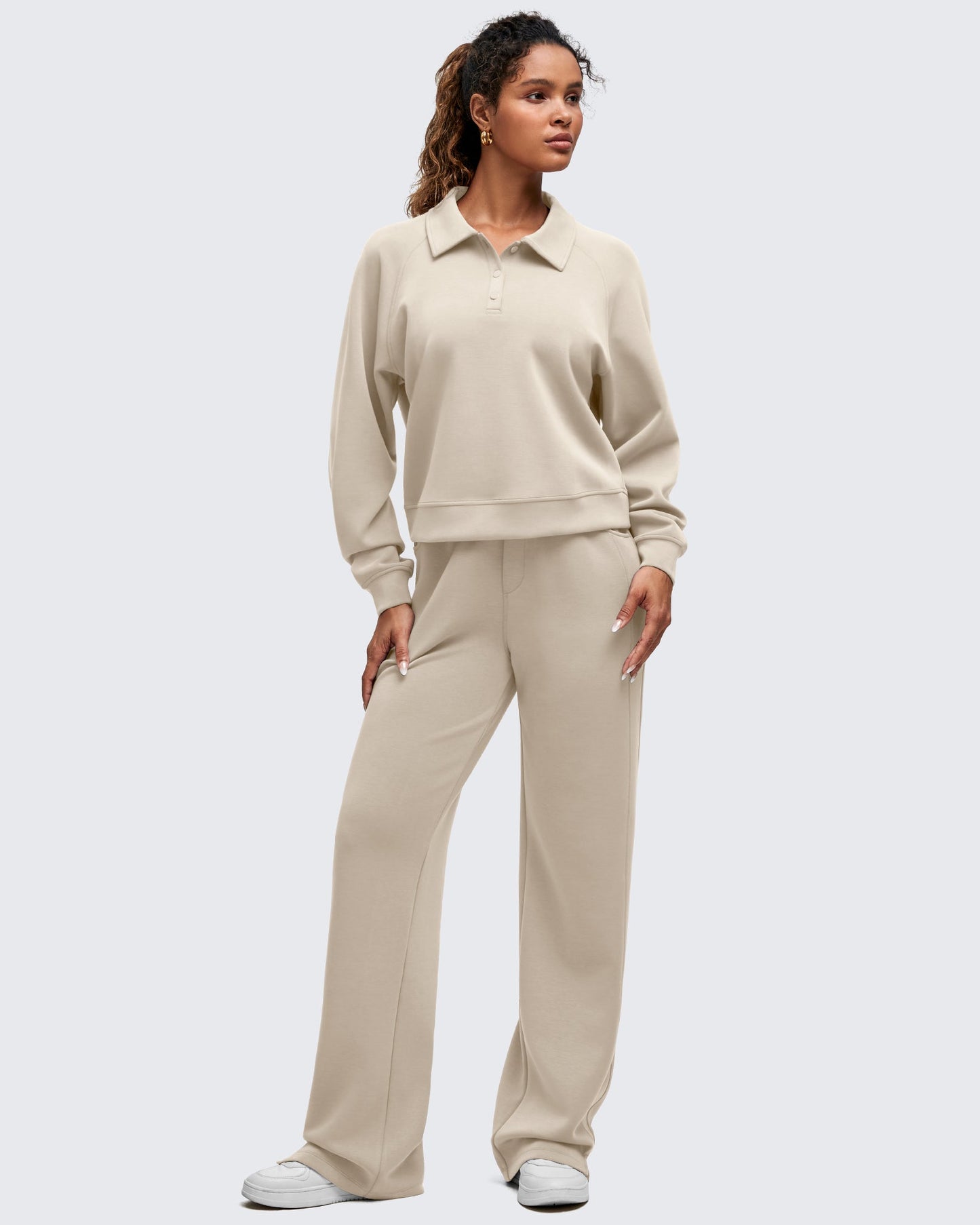 Smoofit Polo Pullover Button Up Sweatshirts