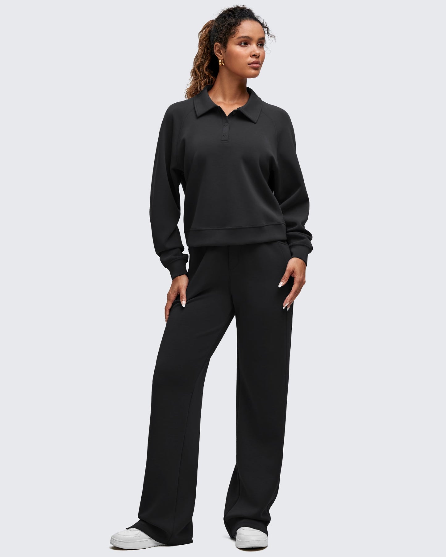 Smoofit Polo Pullover Button Up Sweatshirts
