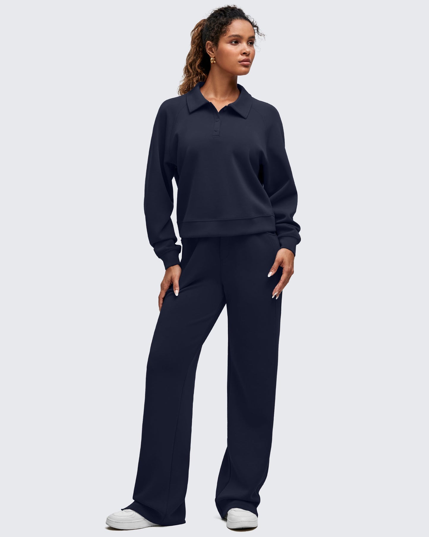 Smoofit Polo Pullover Button Up Sweatshirts