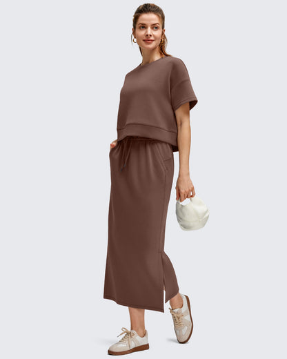 Smoofit Side Slits Drawstring Long Skirts