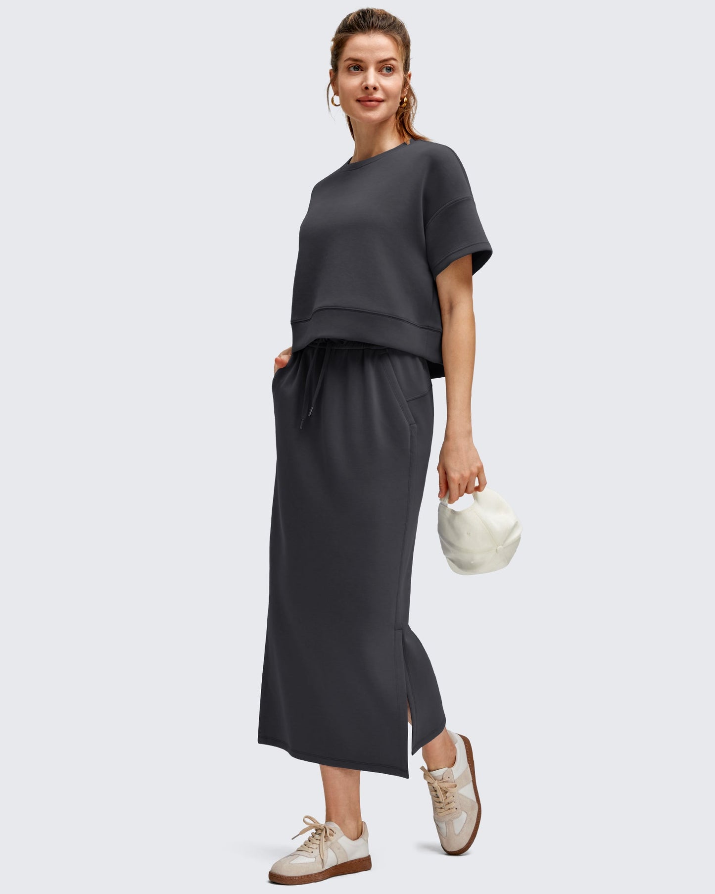 Smoofit Side Slits Drawstring Long Skirts