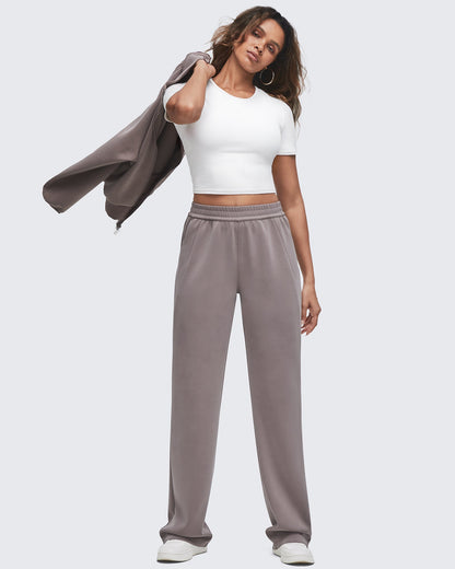 Smoofit Elastic-Waist Wide Leg Sweatpants 27''