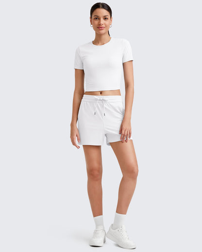 G4Free Activewear Ribbed Slim Workout Crop Short Sleeve #Khaki / S-Khaki / M-Khaki / L-Khaki / XL-Khaki / XS-Purple / S-Purple / M-Purple / L-Purple / XL-Purple / XS