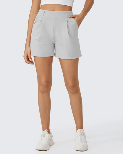 G4Free Activewear High-Waisted Casual Suit Shorts # Light heather