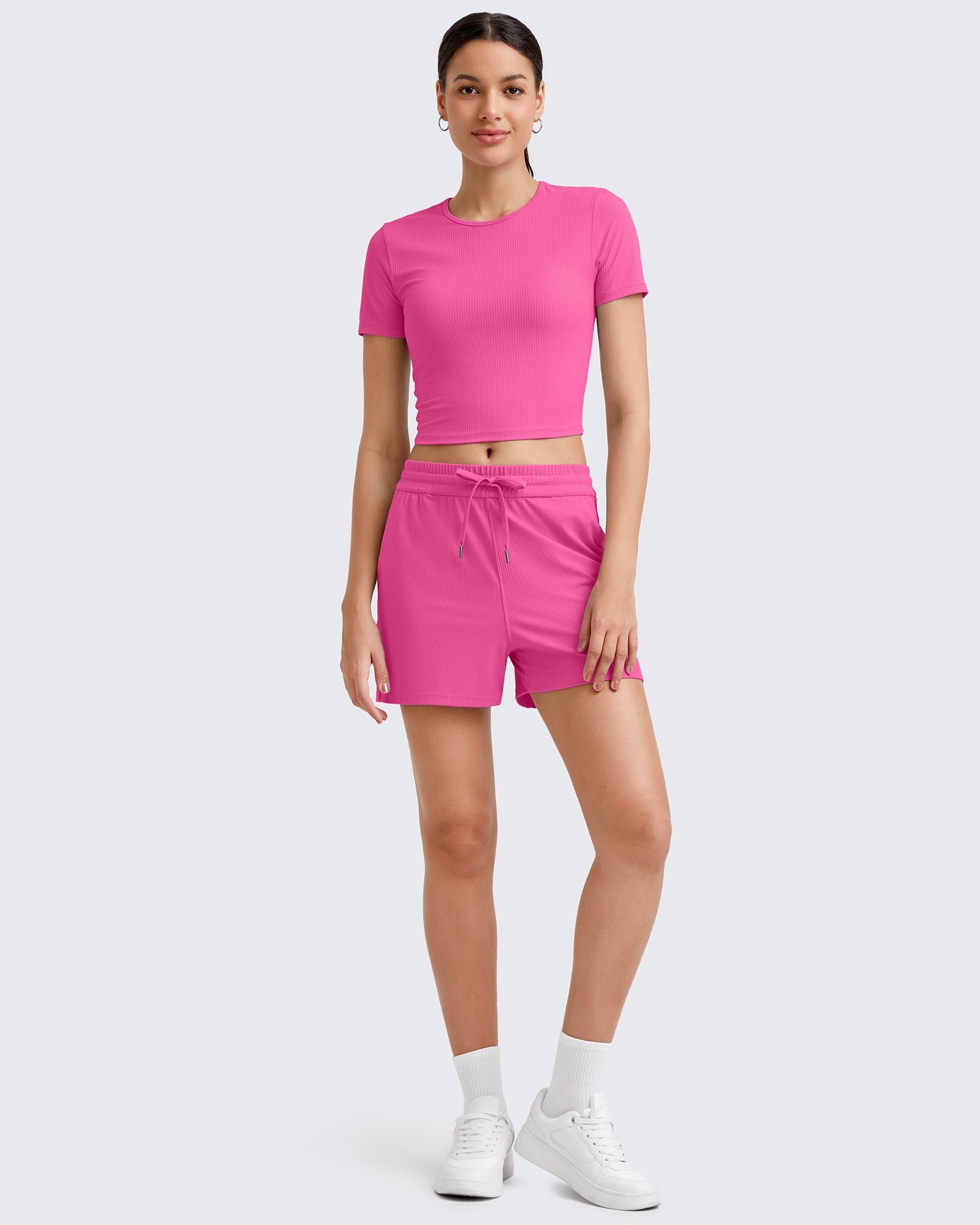 G4Free Activewear Ribbed Slim Workout Crop Short Sleeve #Khaki / S-Khaki / M-Khaki / L-Khaki / XL-Khaki / XS-Purple / S-Purple / M-Purple / L-Purple / XL-Purple / XS