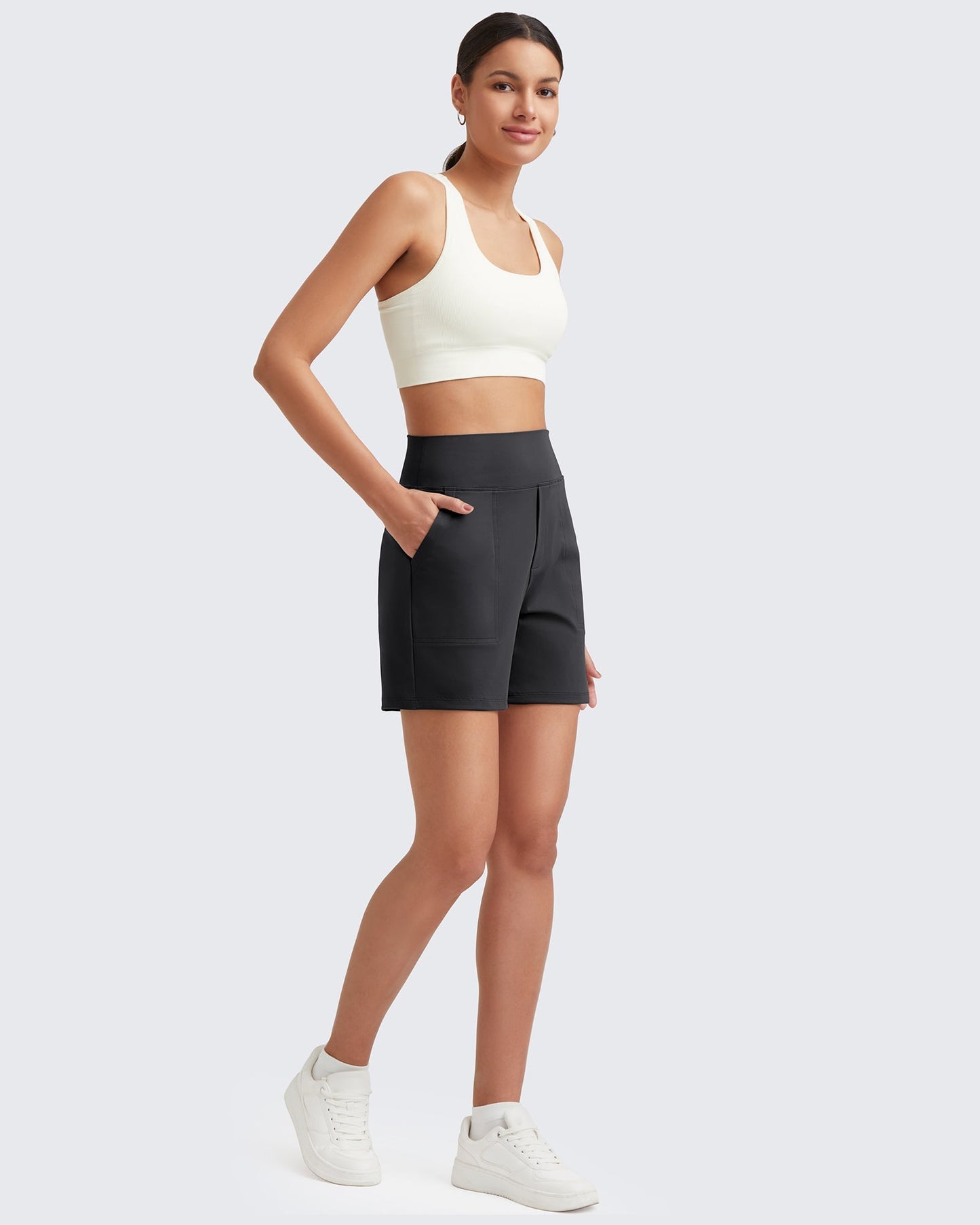 G4Free Activewear High-Waist Burmuda Athletic Shorts 5'' #Black / XS-Black / S-Black / M-Black / L-Black / XL-Black / XXL-Royal Blue / XS-Royal Blue / S-Royal Blue / M-Royal Blue / L