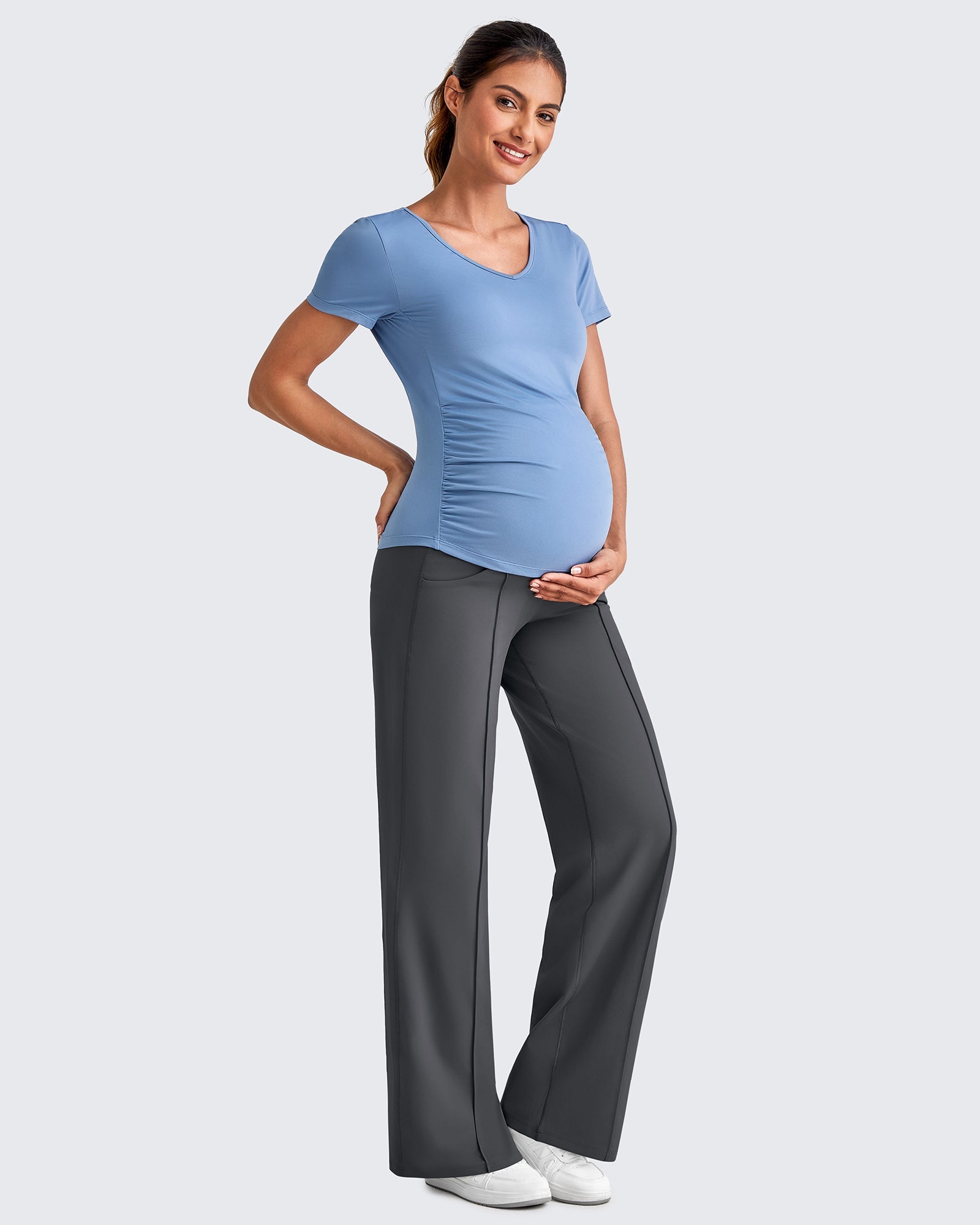 G4Free Activewear Wide Leg Pockets Front Pleats Maternity #Black / S / 28 Inseam-Black / S / 30 Inseam-Black / S / 32 Inseam-Black / M / 28 Inseam-Black / M / 30 Inseam-Black / M / 32 Inseam-Black / L / 28 Inseam-Black / L / 30 Inseam-Black / L / 32 Inseam-Black / XL / 28 Inseam