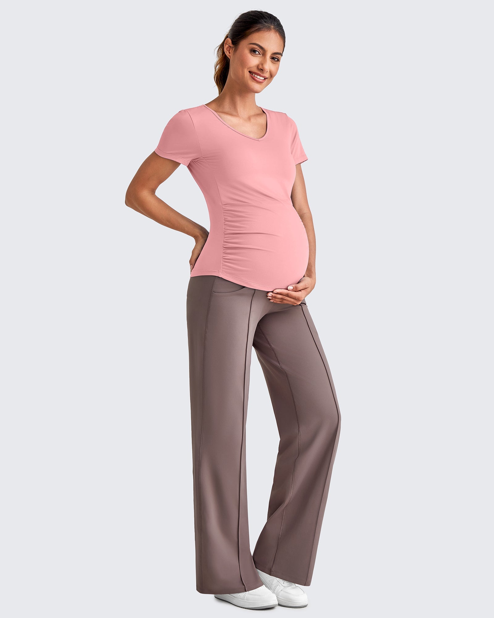 G4Free Activewear Wide Leg Pockets Front Pleats Maternity #Black / S / 28 Inseam-Black / S / 30 Inseam-Black / S / 32 Inseam-Black / M / 28 Inseam-Black / M / 30 Inseam-Black / M / 32 Inseam-Black / L / 28 Inseam-Black / L / 30 Inseam-Black / L / 32 Inseam-Black / XL / 28 Inseam