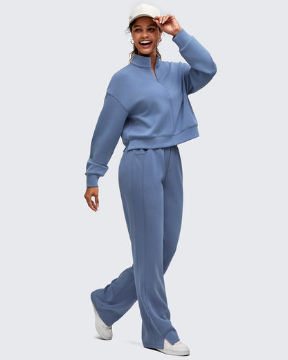 Smoofit Half-Zip Mock Neck Long Sleeve Sweatshirts