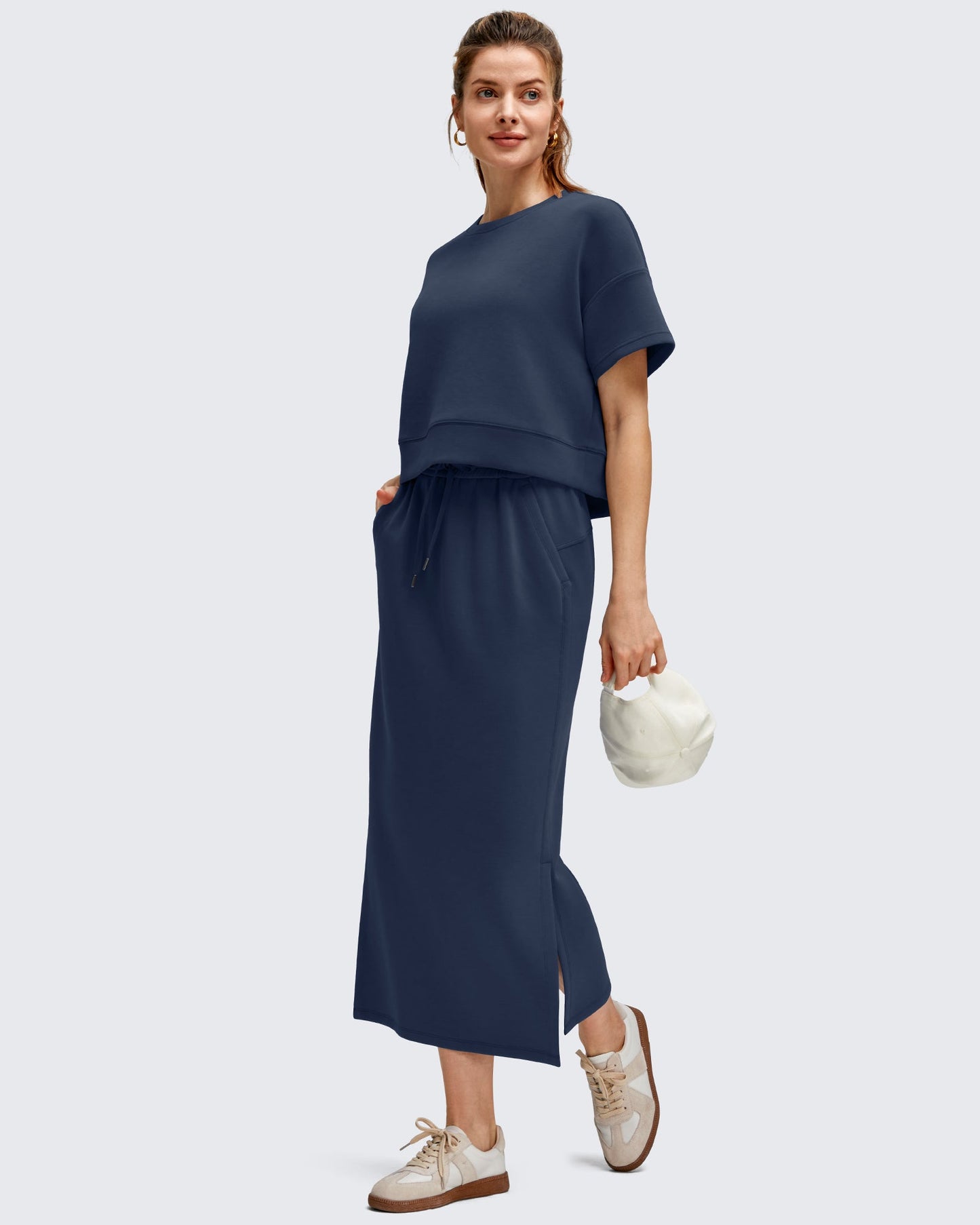 Smoofit Side Slits Drawstring Long Skirts