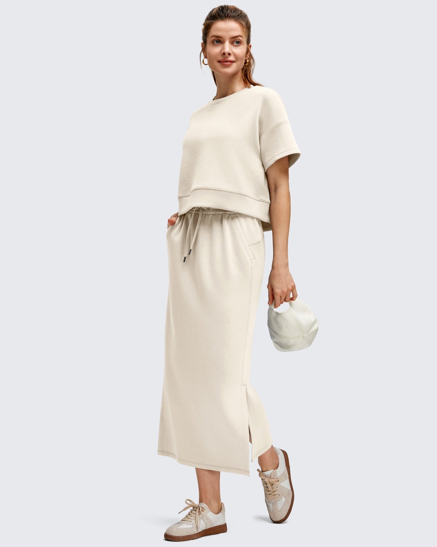 Smoofit Side Slits Drawstring Long Skirts