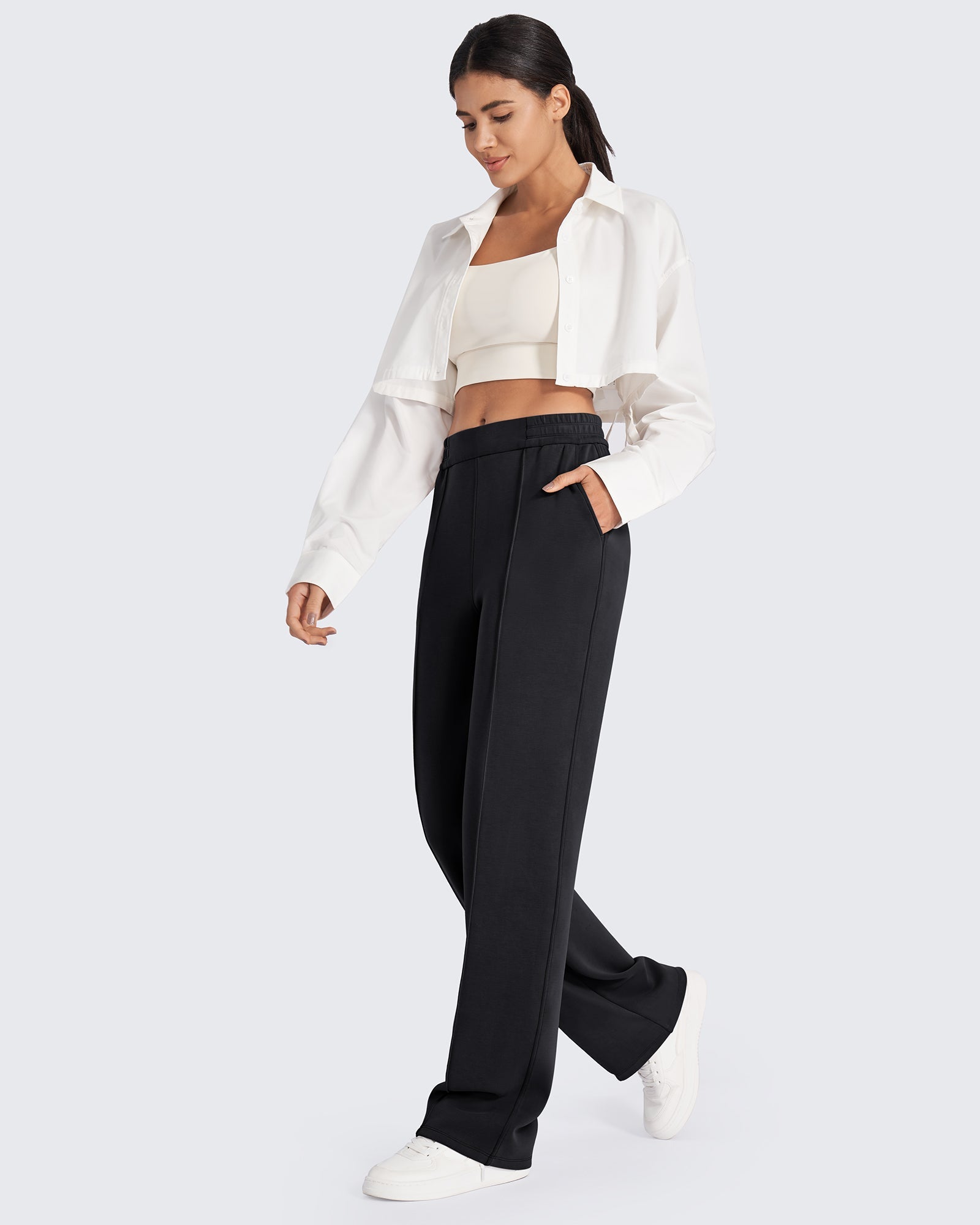 G4Free Activewear Smoofit Loose High-Rise Elastic Dressy Pants #Black / S / 27 Inseam-Black / S / 29 inseam-Black / S / 31 inseam-Black / M / 27 Inseam-Black / M / 29 inseam-Black / M / 31 inseam-Black / L / 27 Inseam-Black / L / 29 inseam-Black / L / 31 inseam-Black / XL / 27 Inseam