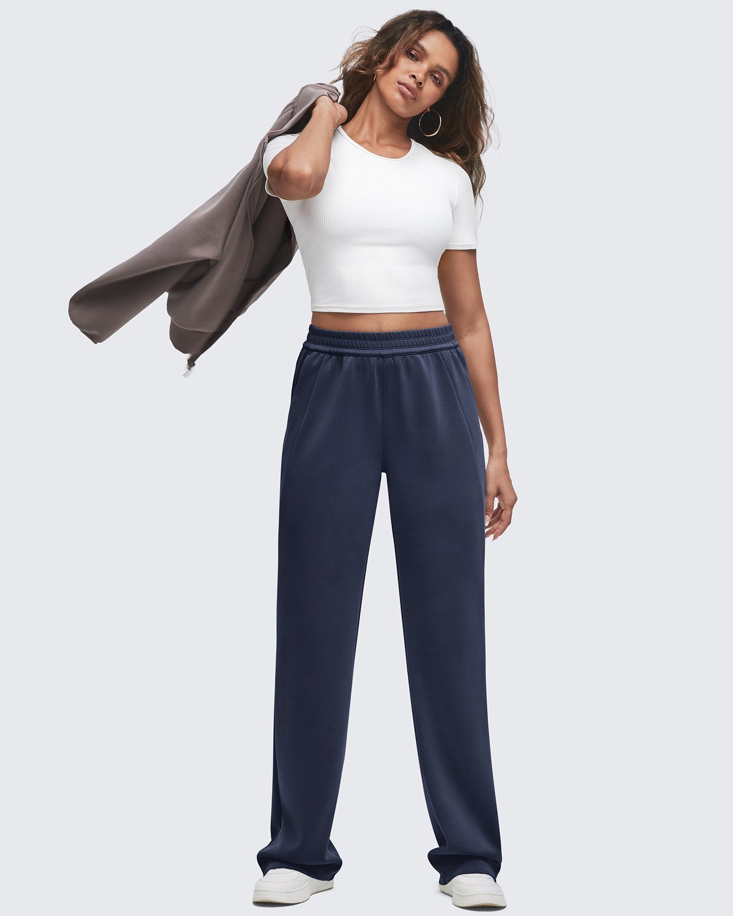 Smoofit Elastic-Waist Wide Leg Sweatpants 27''