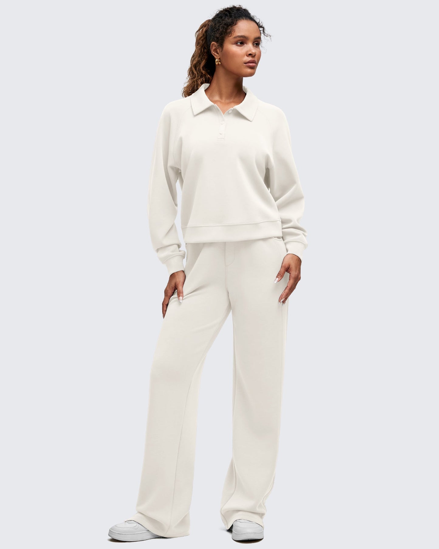 Smoofit Polo Pullover Button Up Sweatshirts