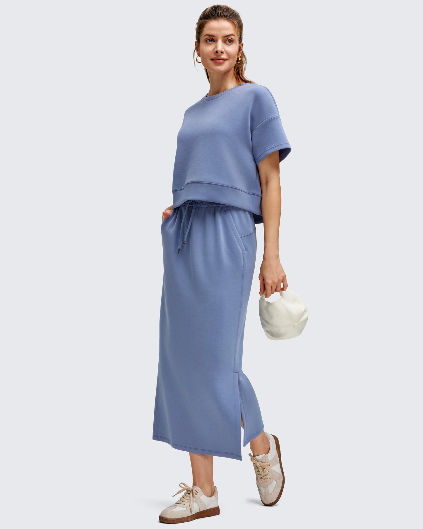 Smoofit Side Slits Drawstring Long Skirts