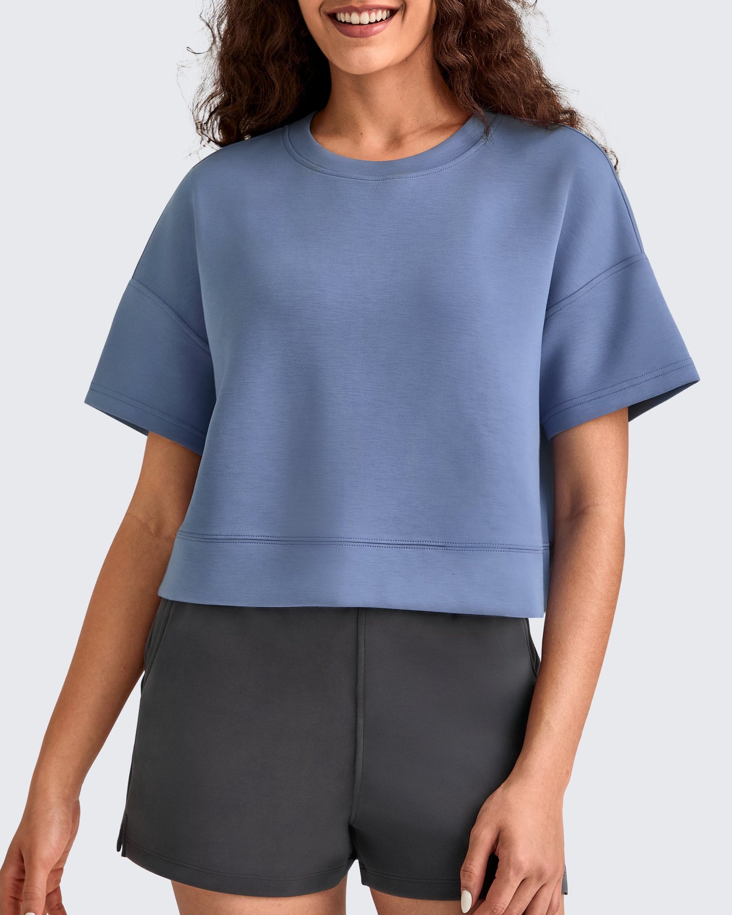 Smoofit Crew Neck Boxy Drop Shoulder Short Sleeve