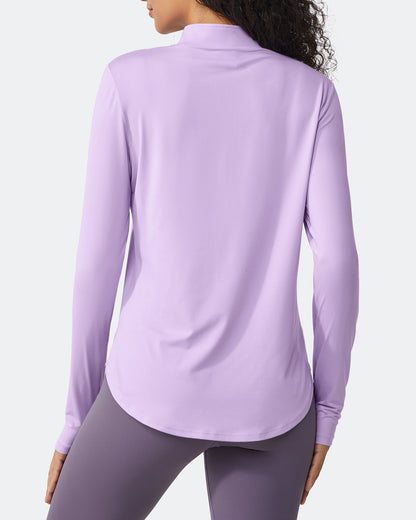 Quick Dry High Neck Sun Half Zip Workout Tops