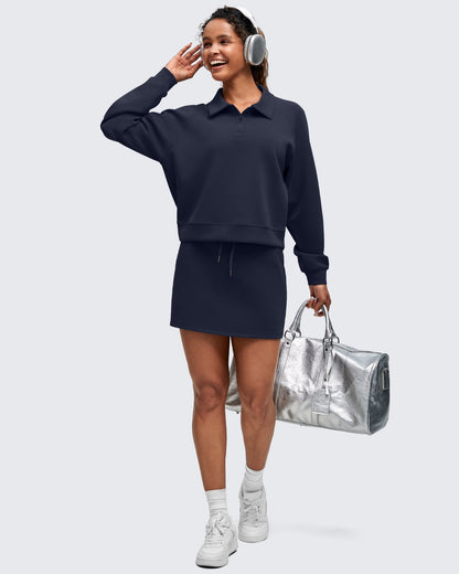 Smoofit Polo Pullover Button Up Sweatshirts