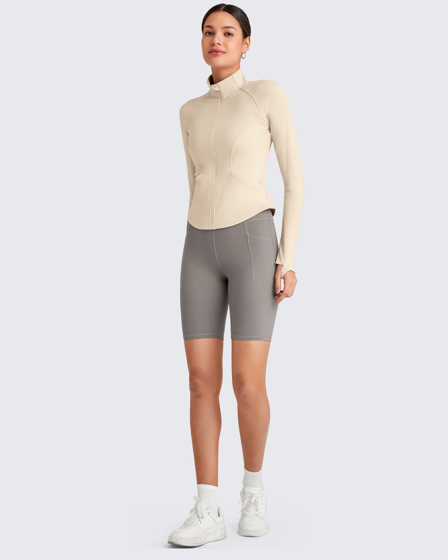 BareFeel Cropped Slim Fit Full Zip Workout Jackets
