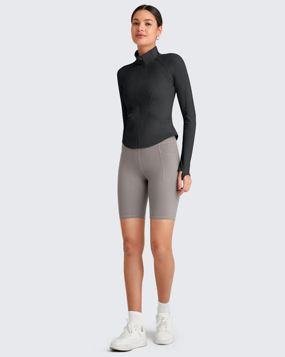 BareFeel Cropped Slim Fit Full Zip Workout Jackets