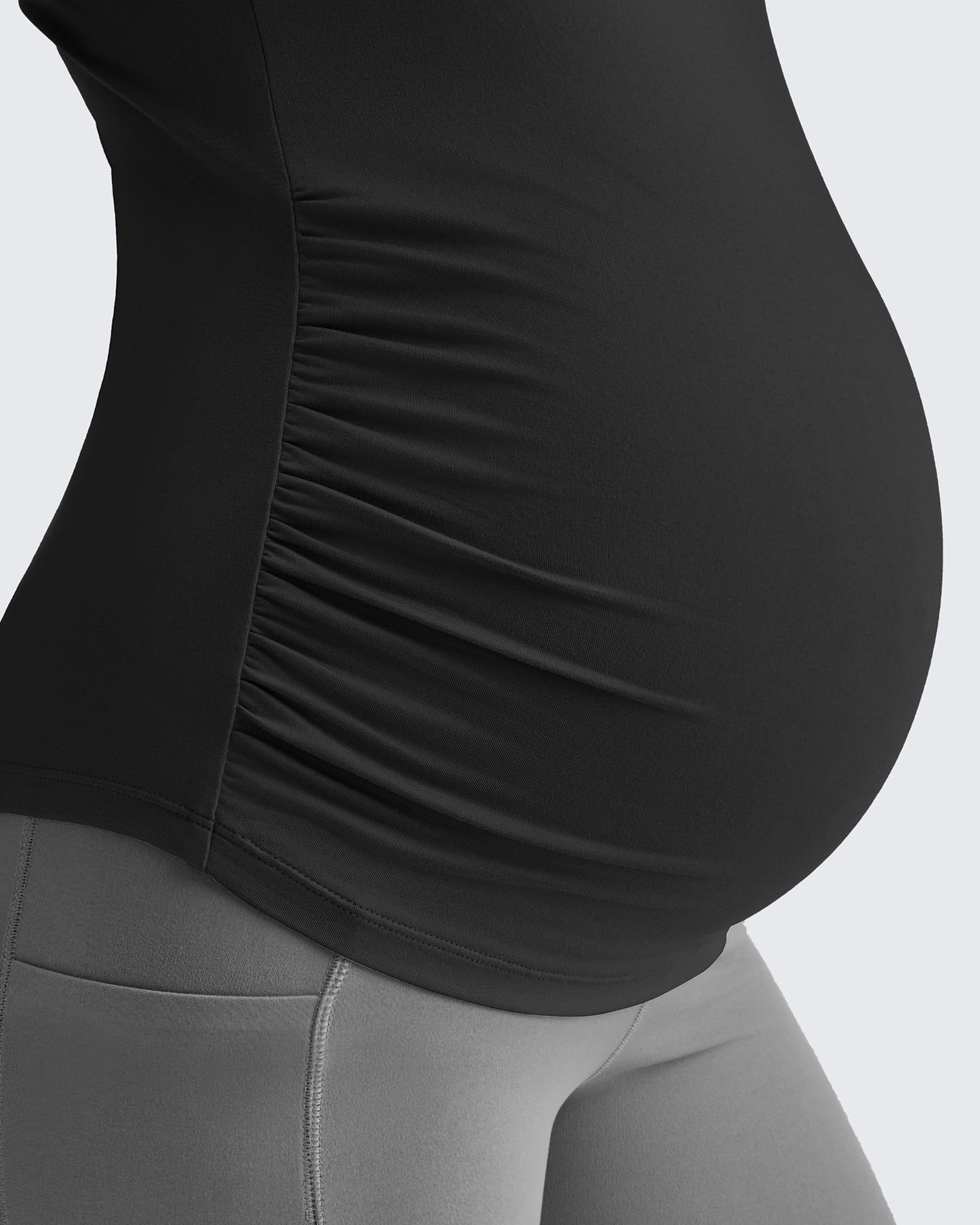 Lightweight V Neck Side Ruched Maternity Short Sleeve