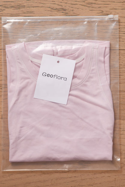 Geoflora Pink Eyelet Trim Sleeveless Tank Top - Casual Crew Neck Cotton Camisole