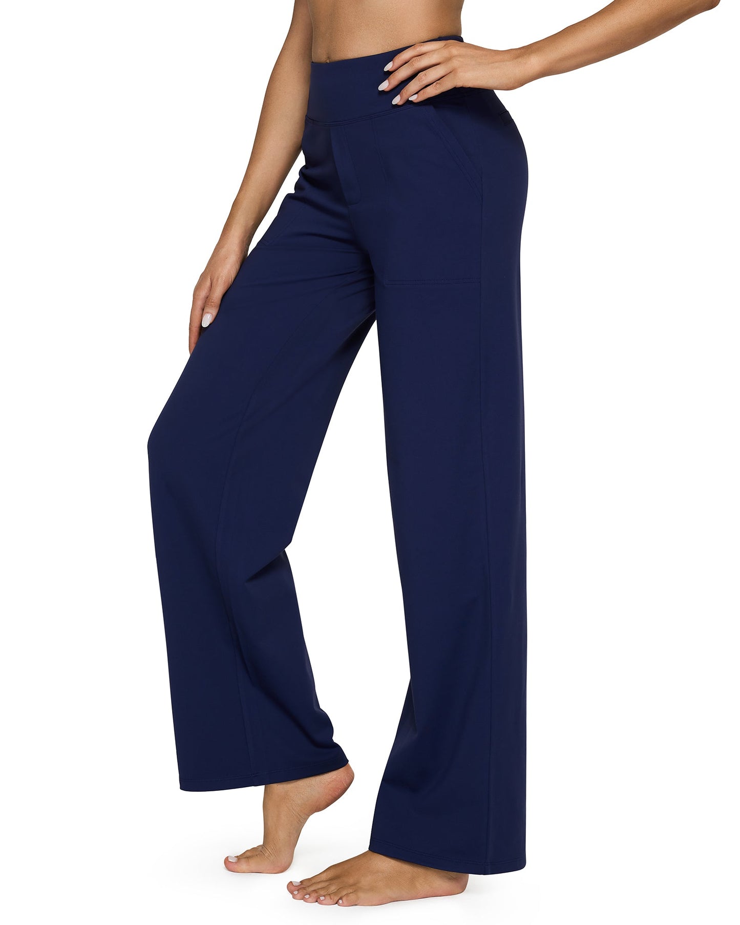 G4free Loose High-Waist Business Casual Pants #royal-blue