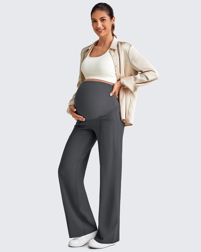 G4Free Activewear Wide Leg Pockets Front Pleats Maternity #Black / S / 28 Inseam-Black / S / 30 Inseam-Black / S / 32 Inseam-Black / M / 28 Inseam-Black / M / 30 Inseam-Black / M / 32 Inseam-Black / L / 28 Inseam-Black / L / 30 Inseam-Black / L / 32 Inseam-Black / XL / 28 Inseam