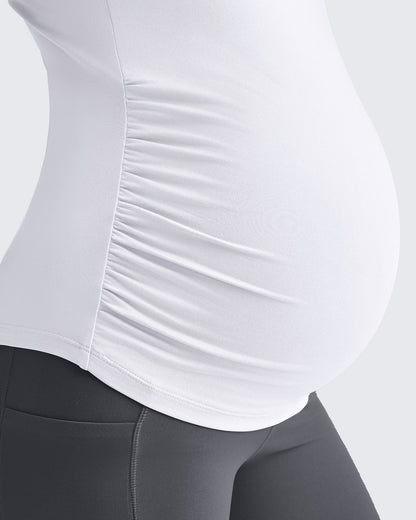 Lightweight V Neck Side Ruched Maternity Short Sleeve
