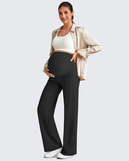G4Free Activewear Wide Leg Pockets Front Pleats Maternity #Black / S / 28 Inseam-Black / S / 30 Inseam-Black / S / 32 Inseam-Black / M / 28 Inseam-Black / M / 30 Inseam-Black / M / 32 Inseam-Black / L / 28 Inseam-Black / L / 30 Inseam-Black / L / 32 Inseam-Black / XL / 28 Inseam